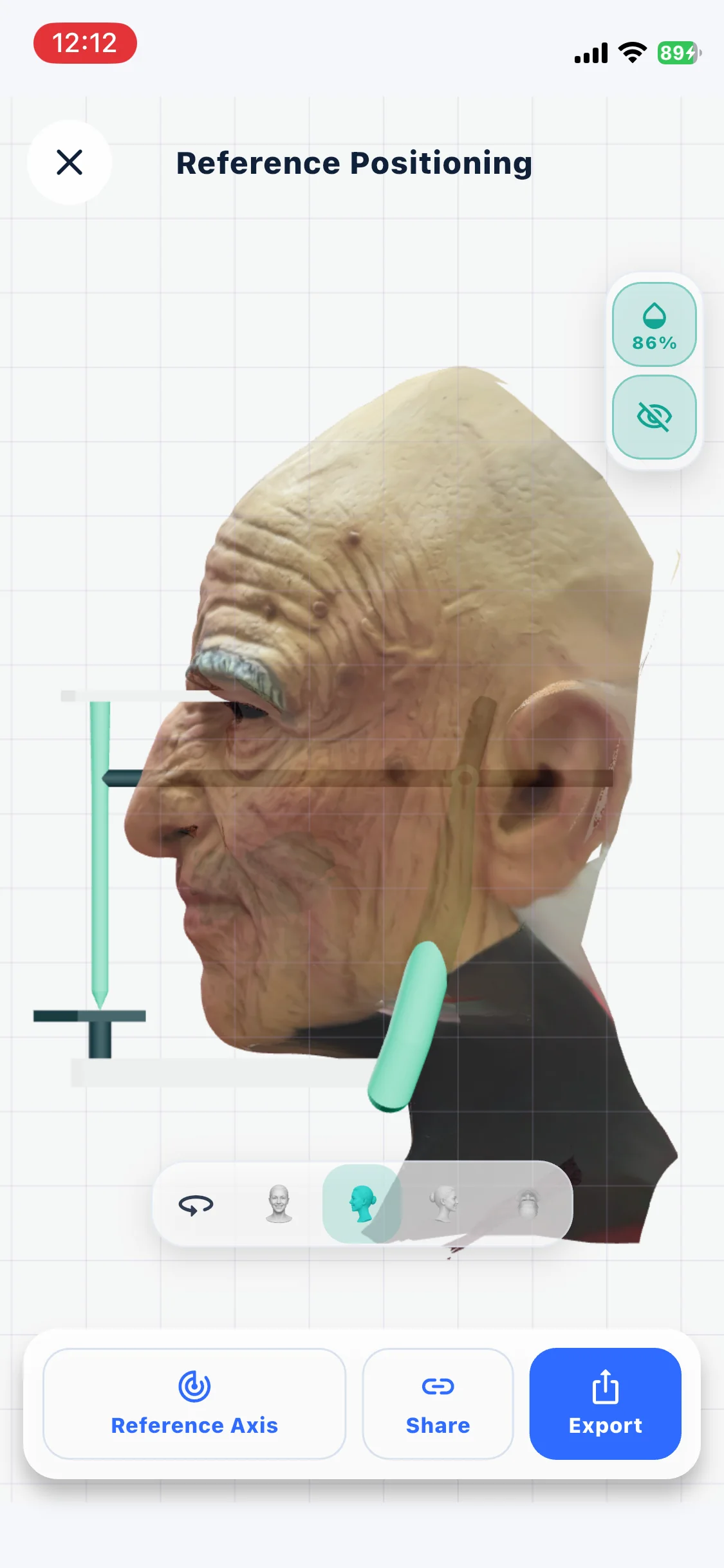 Head position correction in Fiscan before export